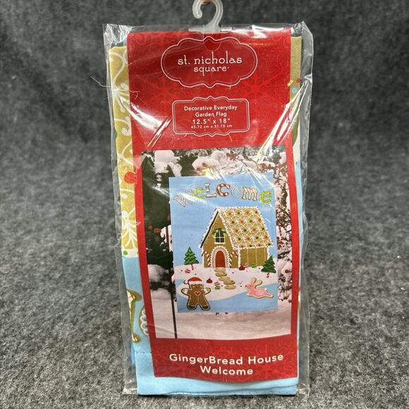 NEW St. Nicholas Square Garden Flag Gingerbread House Holiday 12.5x18 Kohl’s - Picture 1 of 5